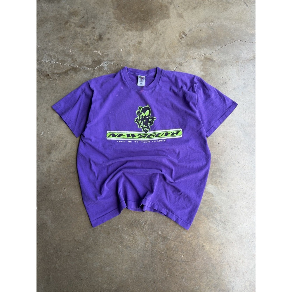 Vintage Newsboys Band Take Me To Your Leader Tour Alien T Shirt XL Made In USA